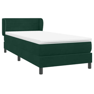 Box Spring κρεβάτι με στρώμα σκούρο πράσινο 80x220εκ. Βελούδινο - Pakobazaar