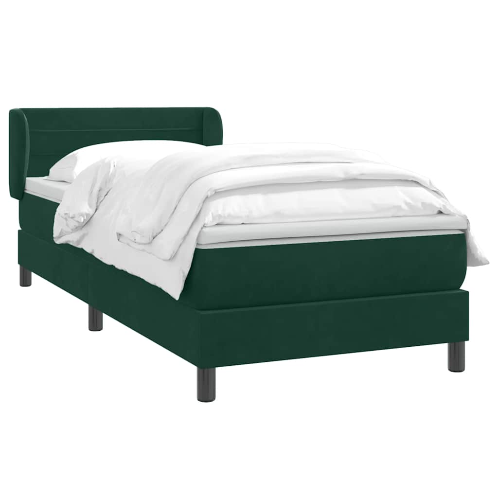 Box Spring κρεβάτι με στρώμα σκούρο πράσινο 90x220 cm Velvet - Pakobazaar