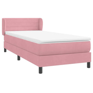 Κρεβάτι Boxspring με Στρώμα Ροζ 90x220 εκ. Βελούδινο