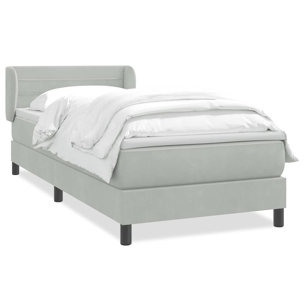 Box Spring κρεβάτι με στρώμα ανοιχτό γκρι 100x220 εκ. Βελούδινο - Pakobazaar