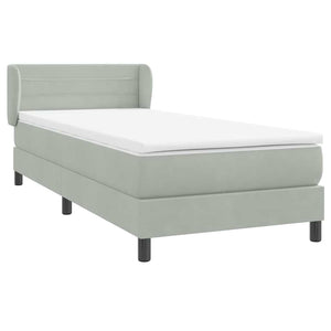 Box Spring κρεβάτι με στρώμα ανοιχτό γκρι 100x220 εκ. Βελούδινο - Pakobazaar