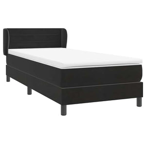 Box Spring Κρεβάτι με στρώμα Μαύρο 100x220 εκ. Βελούδινο - Pakobazaar
