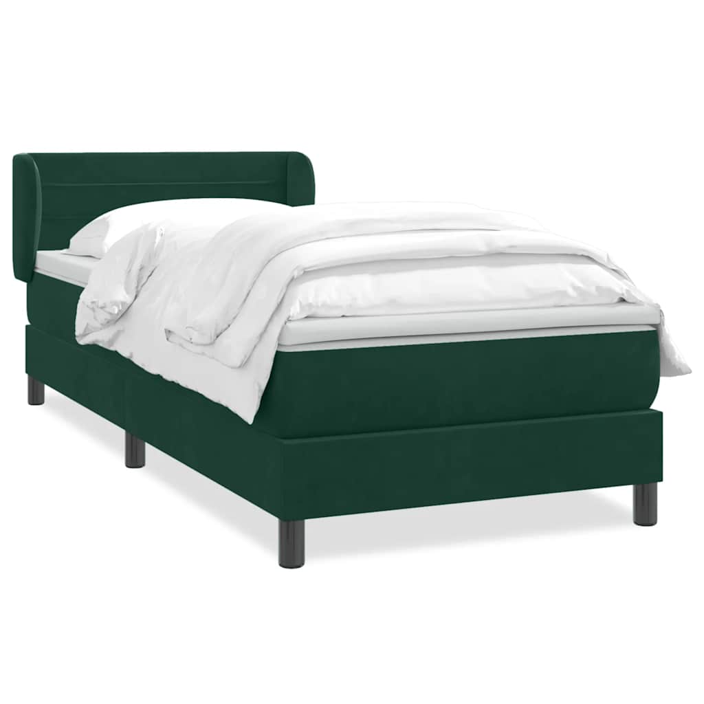Box Spring κρεβάτι με στρώμα σκούρο πράσινο 100x220cm Βελούδινο - Pakobazaar