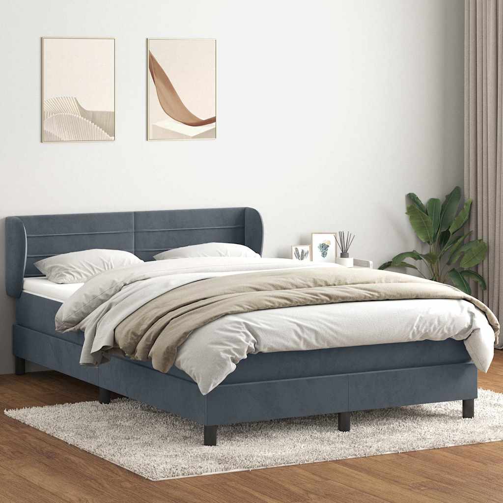Box Spring Κρεβάτι με στρώμα Σκούρο γκρι 140x220 cm Βελούδινο