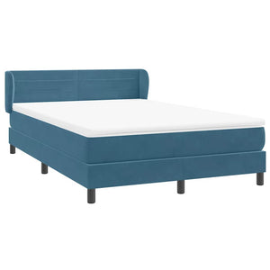 Box Spring κρεβάτι με στρώμα σκούρο μπλε 140x220 cm Βελούδινο - Pakobazaar