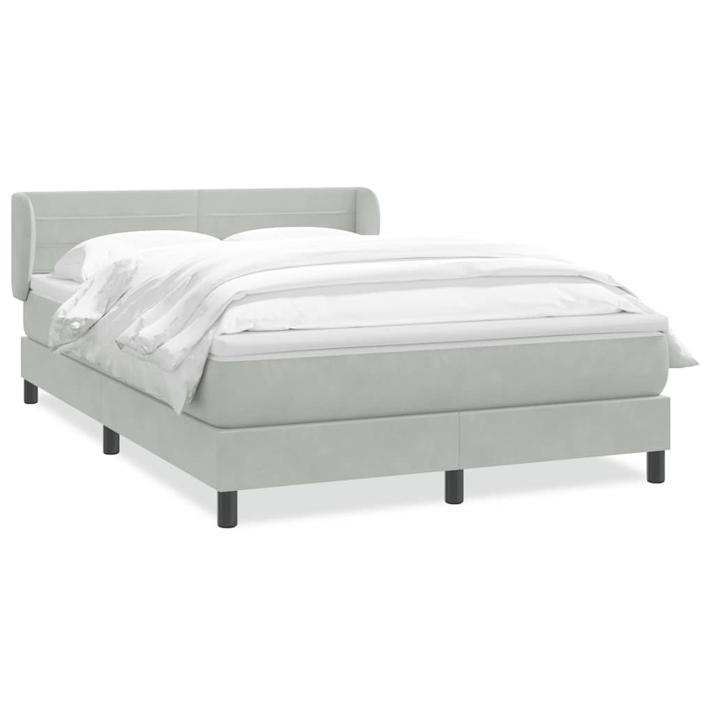Κρεβάτι Boxspring με Στρώμα Ανοιχτό Γκρι 160x220 εκ. Βελούδινο