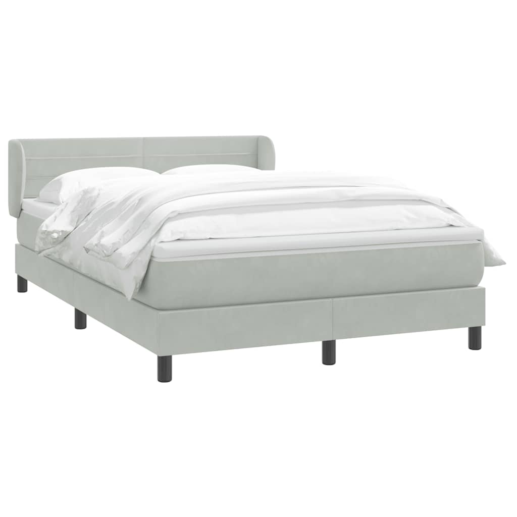 Κρεβάτι Boxspring με Στρώμα Ανοιχτό Γκρι 160x220 εκ. Βελούδινο