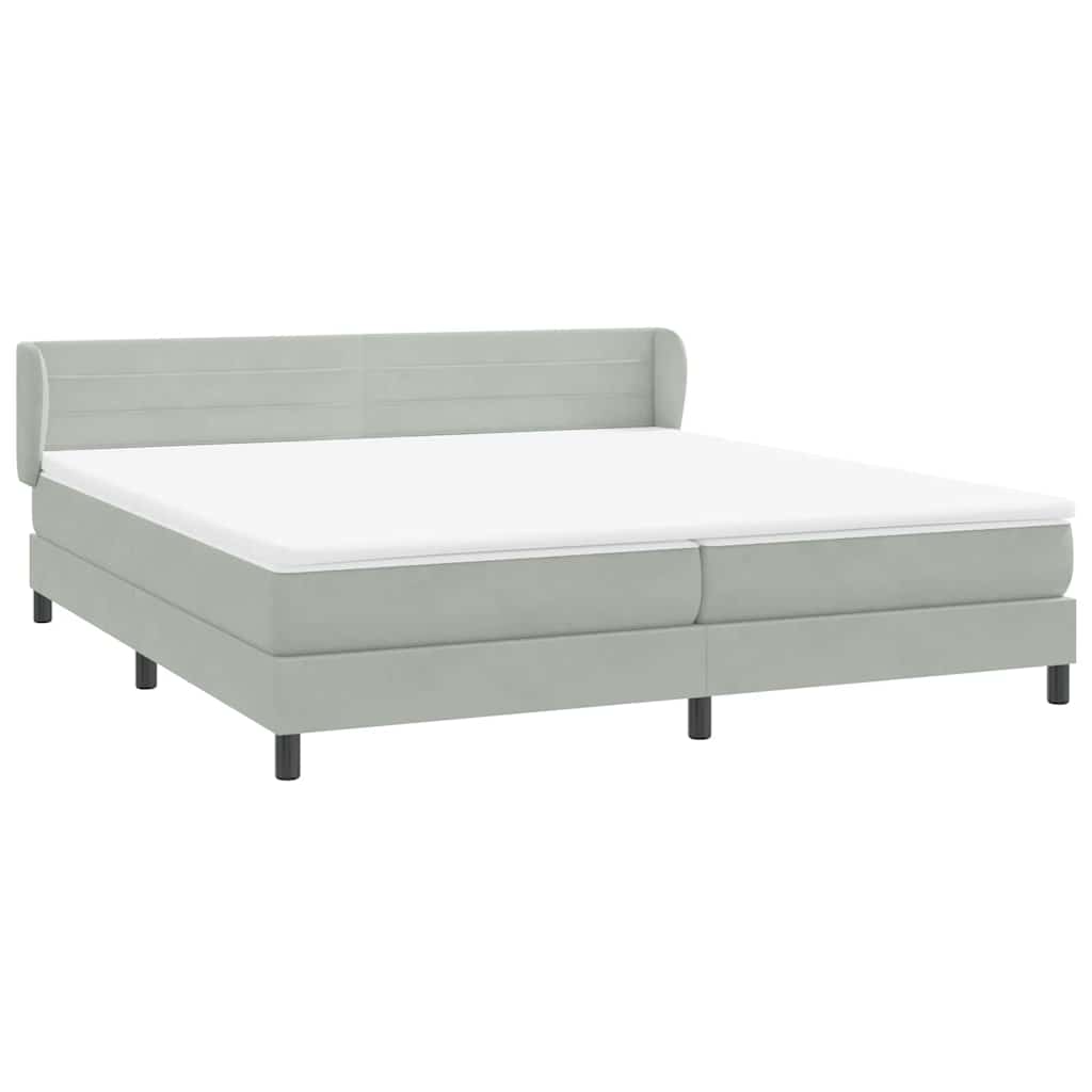 Box Spring κρεβάτι με στρώματα ανοιχτό γκρι 180x220cm Βελούδινο
