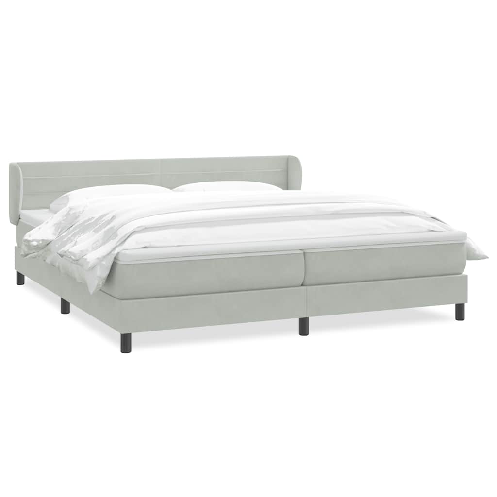 Box Spring κρεβάτι με στρώματα ανοιχτό γκρι 200x220cm Βελούδινο