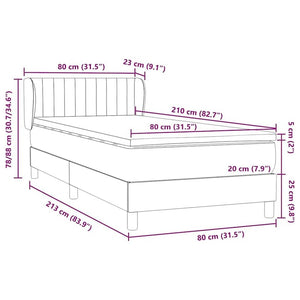 Box Spring Κρεβάτι με στρώμα Μαύρο 80x210 εκ. Βελούδινο - Pakobazaar