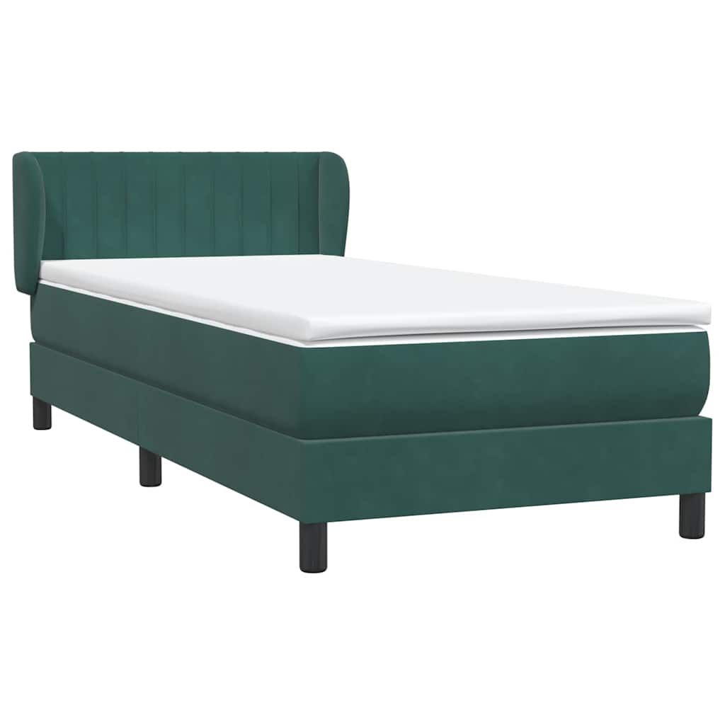 Box Spring Κρεβάτι με στρώμα Σκούρο πράσινο 80x210 cm Velvet - Pakobazaar