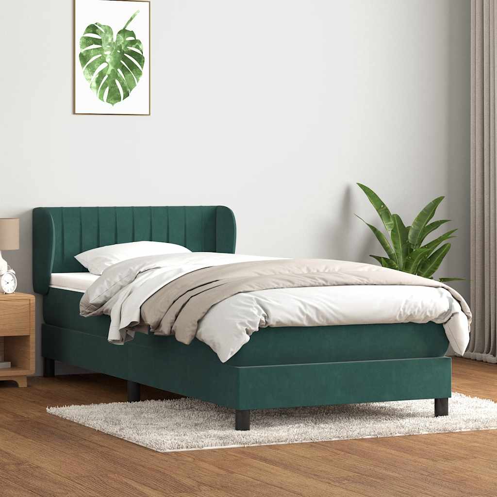 Box Spring Κρεβάτι με στρώμα Σκούρο πράσινο 80x210 cm Velvet - Pakobazaar