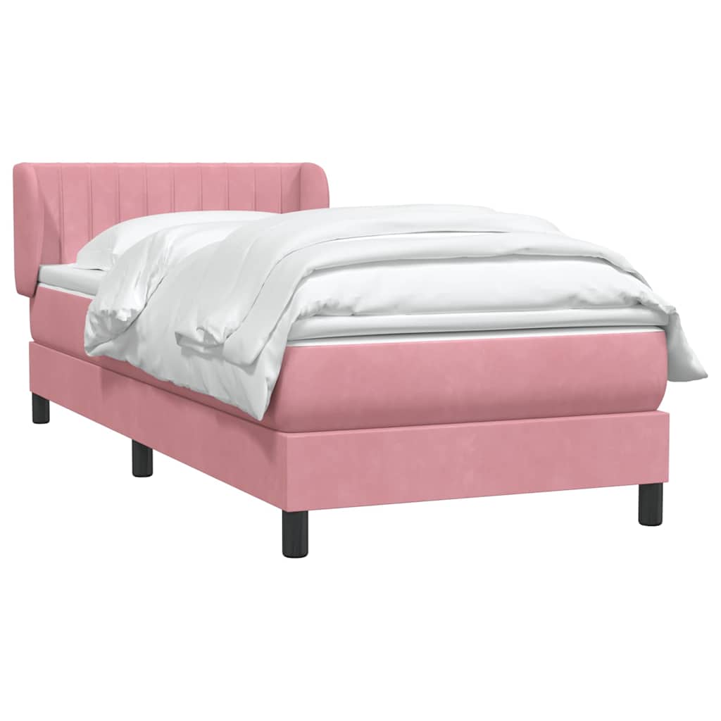 Box Spring κρεβάτι με στρώμα ροζ 80x210 εκ. Βελούδινο - Pakobazaar