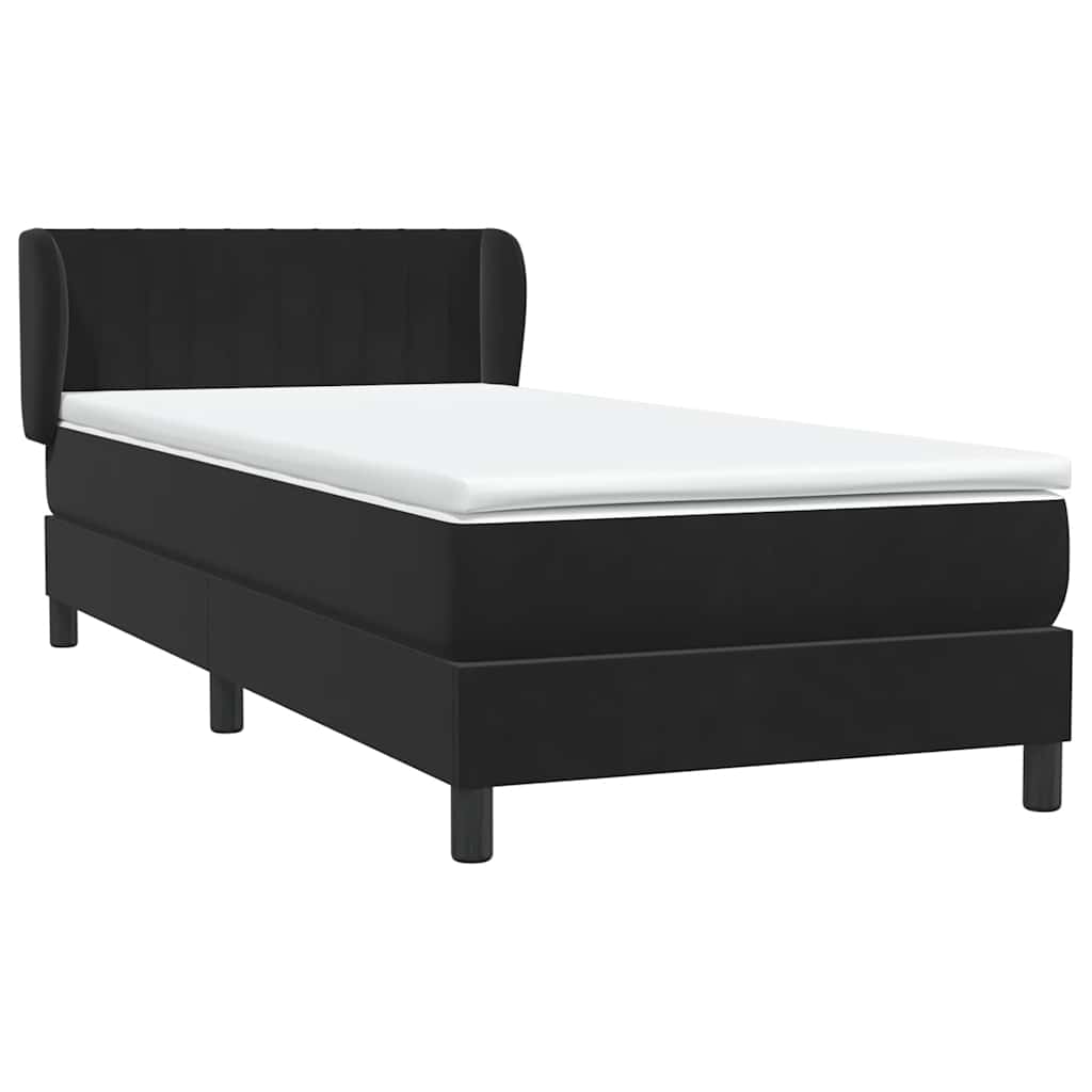 Κρεβάτι Boxspring με Στρώμα Μαύρο 90x210 εκ. Βελούδινο