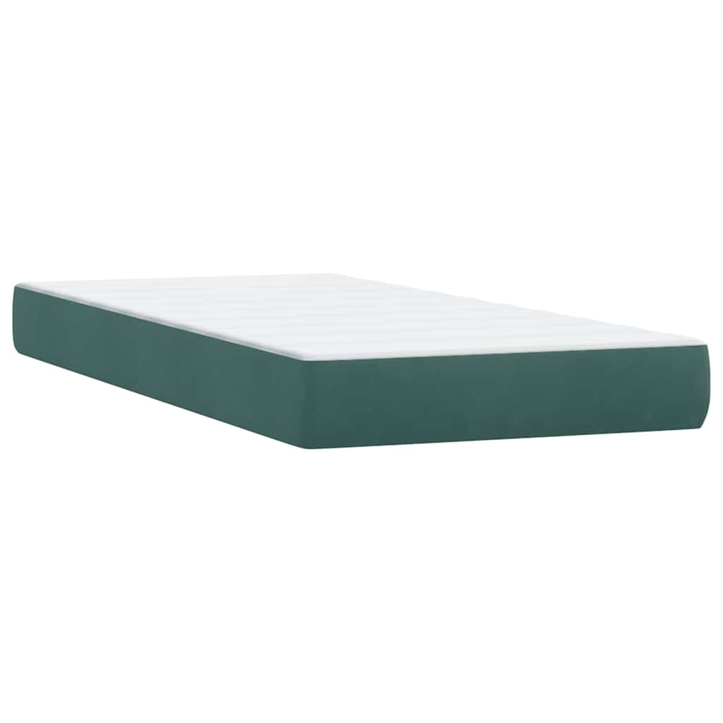 Box Spring κρεβάτι με στρώμα σκούρο πράσινο 90x210εκ. Βελούδινο - Pakobazaar