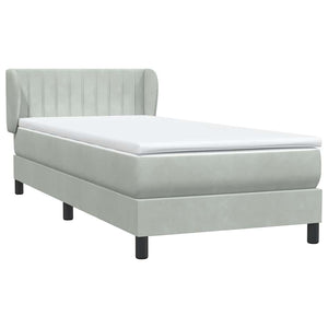 Κρεβάτι Boxspring με Στρώμα Ανοιχτό Γκρι 100x210 εκ. Βελούδινο - Pakobazaar