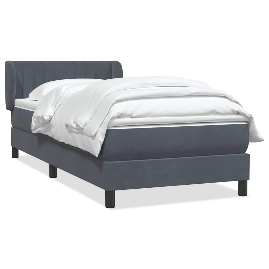 Κρεβάτι Boxspring με Στρώμα Σκούρο Γκρι 100x210 εκ. Βελούδινο - Pakobazaar