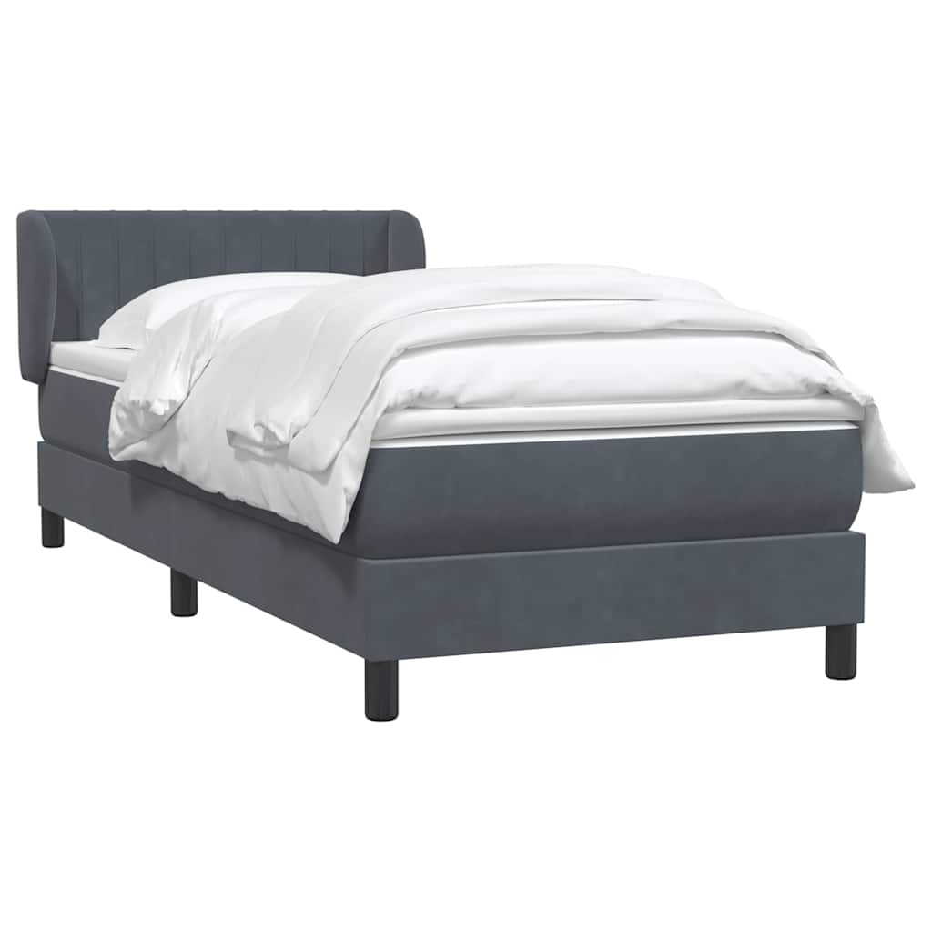 Κρεβάτι Boxspring με Στρώμα Σκούρο Γκρι 100x210 εκ. Βελούδινο - Pakobazaar