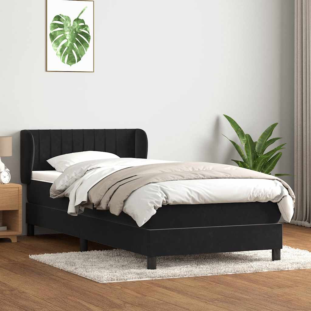 Box Spring Κρεβάτι με στρώμα Μαύρο 100x210 cm Βελούδινο - Pakobazaar