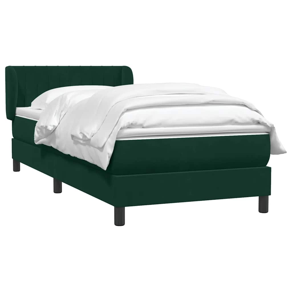 Κρεβάτι Boxspring με Στρώμα Σκούρο Πράσινο 100x210εκ. Βελούδινο - Pakobazaar