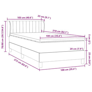 Κρεβάτι Boxspring με Στρώμα Σκούρο Πράσινο 100x210εκ. Βελούδινο