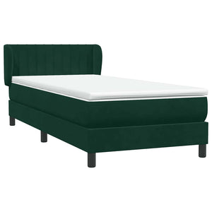 Κρεβάτι Boxspring με Στρώμα Σκούρο Πράσινο 100x210εκ. Βελούδινο