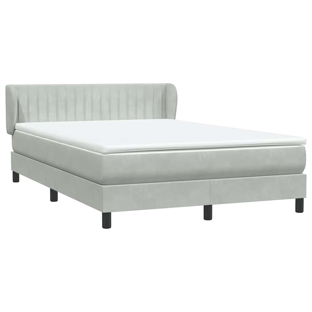 Κρεβάτι Boxspring με Στρώμα Ανοιχτό Γκρι 140x210 εκ. Βελούδινο
