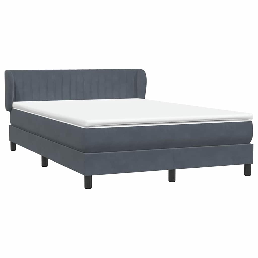 Κρεβάτι Boxspring με Στρώμα Σκούρο Γκρι 140x210 εκ. Βελούδινο