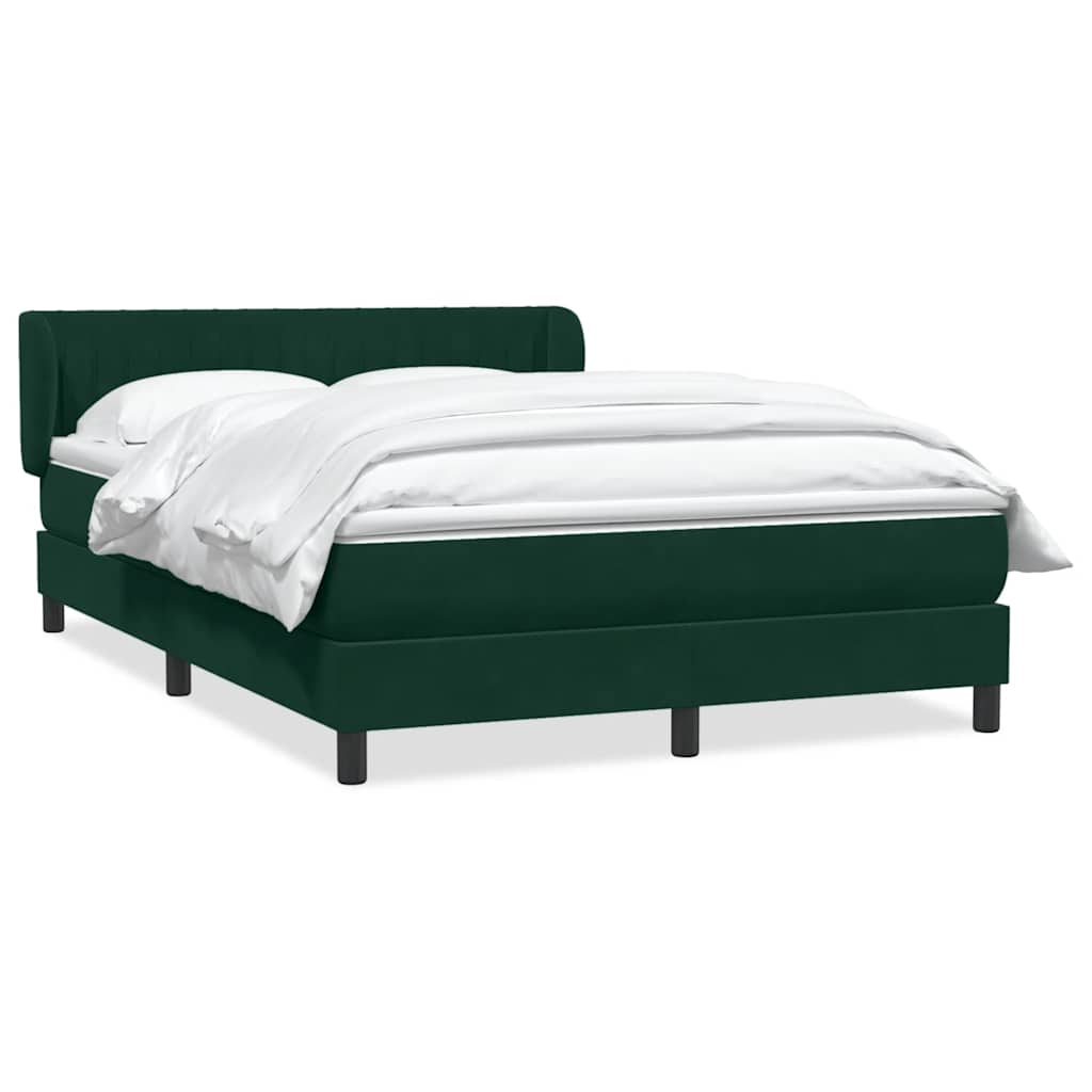 Κρεβάτι Boxspring με Στρώμα Σκούρο Πράσινο 140x210εκ. Βελούδινο - Pakobazaar