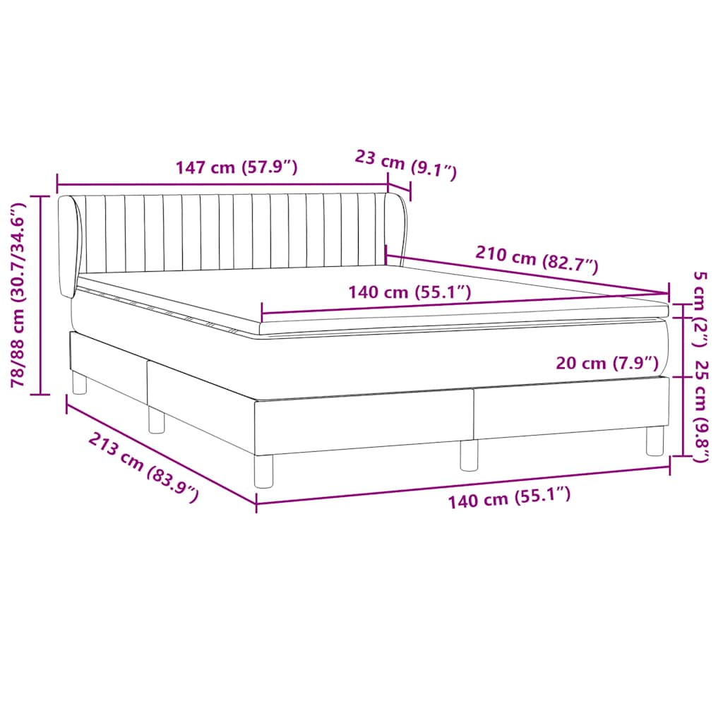 Κρεβάτι Boxspring με Στρώμα Σκούρο Πράσινο 140x210εκ. Βελούδινο - Pakobazaar