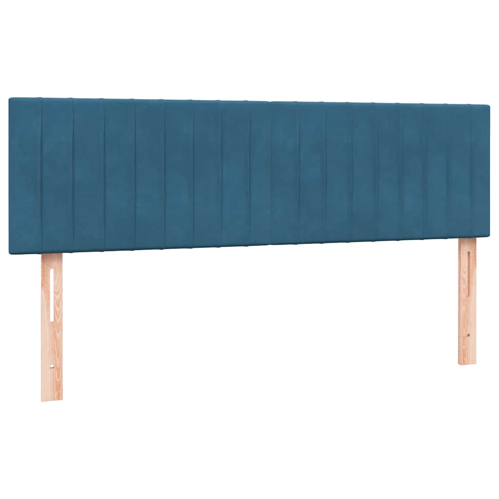 Κρεβάτι Boxspring με Στρώμα Σκούρο Μπλε 140x210 εκ. Βελούδινο
