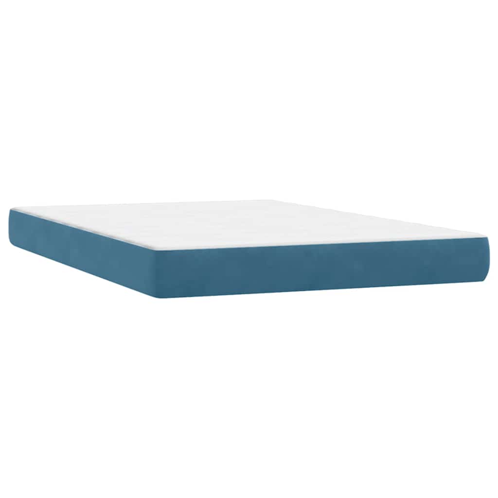 Κρεβάτι Boxspring με Στρώμα Σκούρο Μπλε 160x210 εκ. Βελούδινο