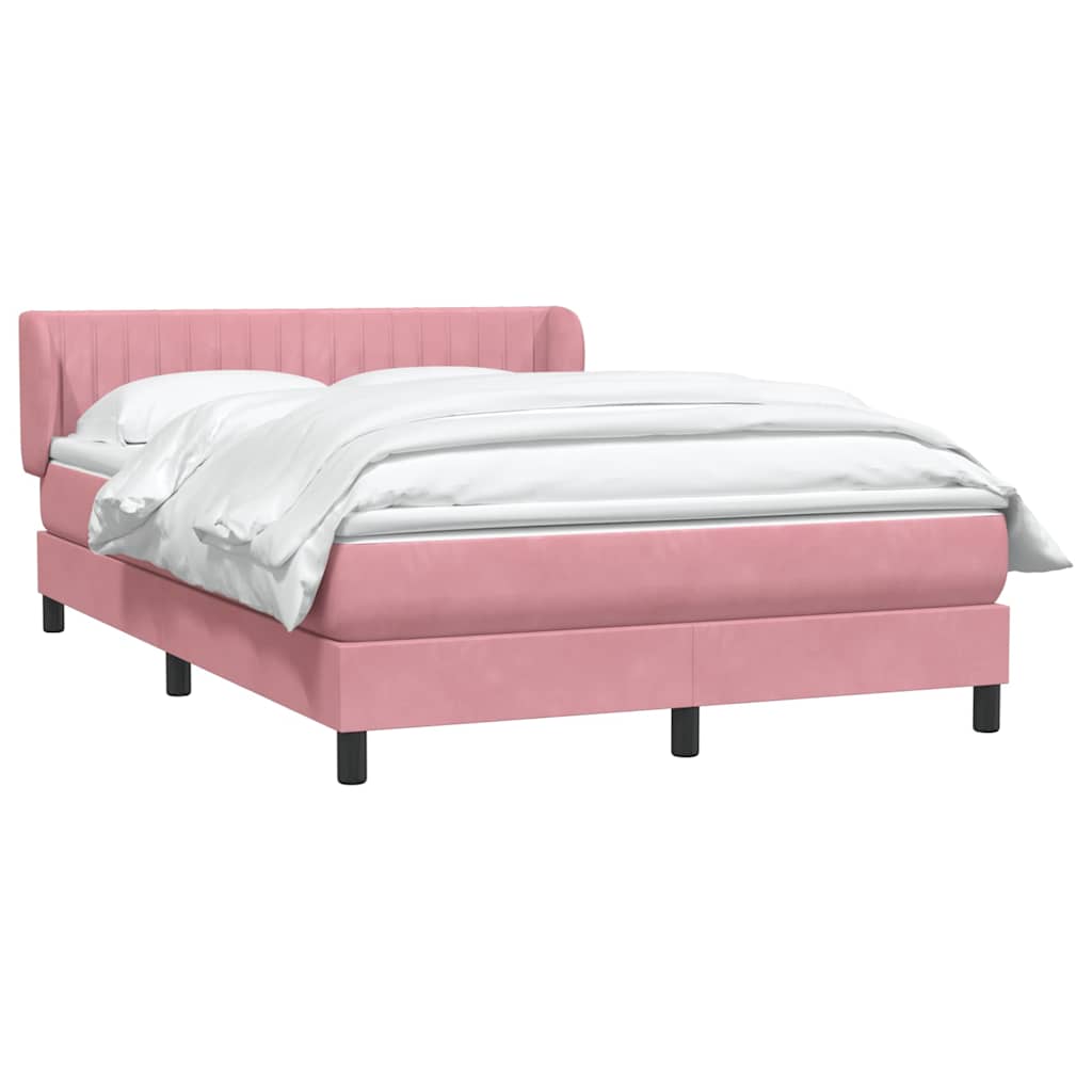Κρεβάτι Boxspring με Στρώμα Ροζ 160x210 εκ. Βελούδινο