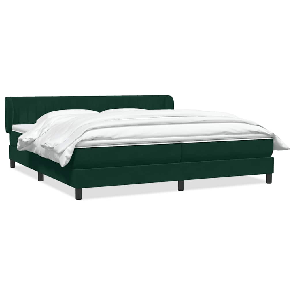 Box Spring Κρεβάτι με στρώματα Σκούρο πράσινο Βελούδινο
