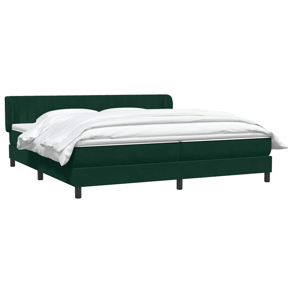 Box Spring Κρεβάτι με στρώματα Σκούρο πράσινο Βελούδινο