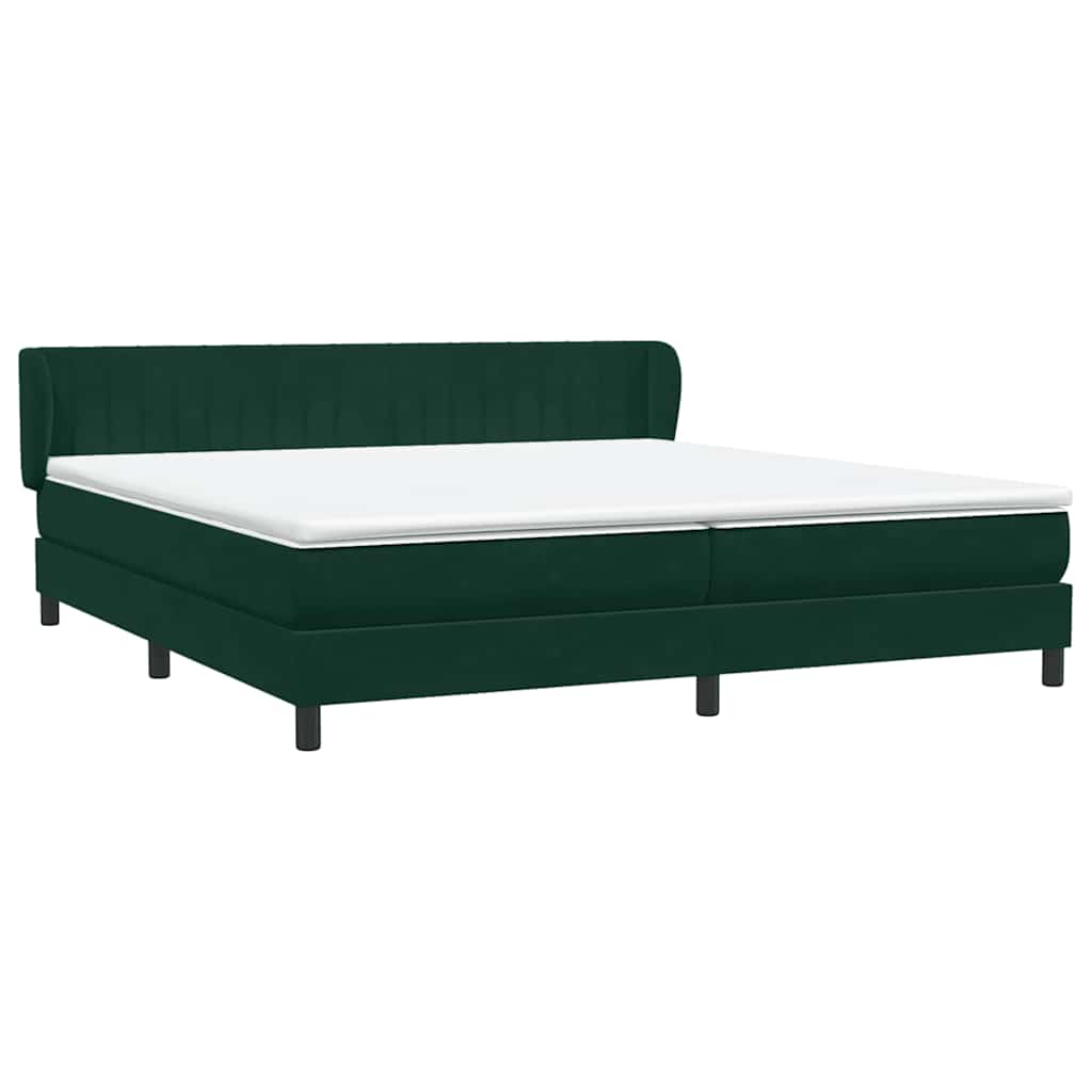Box Spring Κρεβάτι με στρώματα Σκούρο πράσινο Βελούδινο