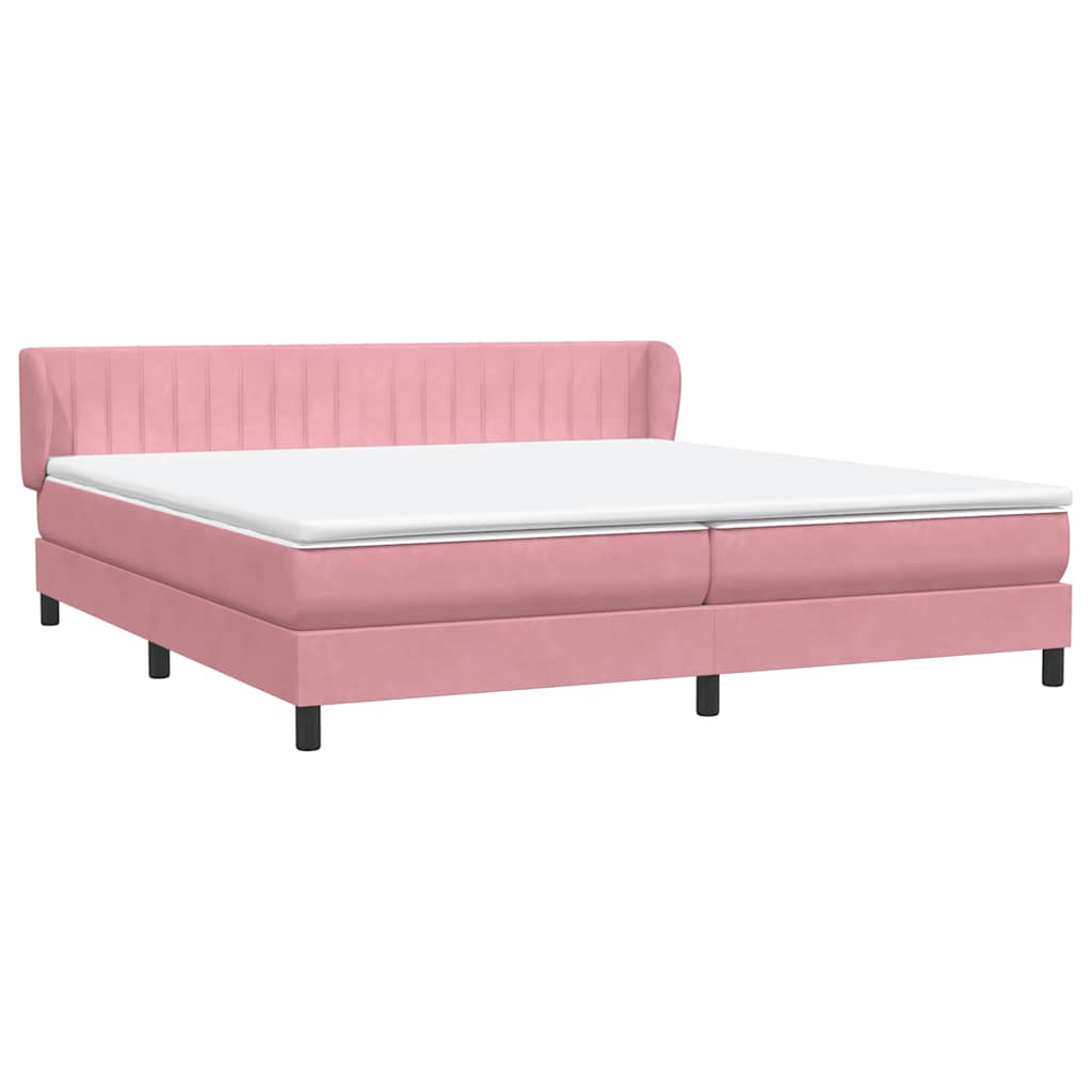 Box Spring κρεβάτι με στρώματα ροζ 180x210 cm Βελούδινο