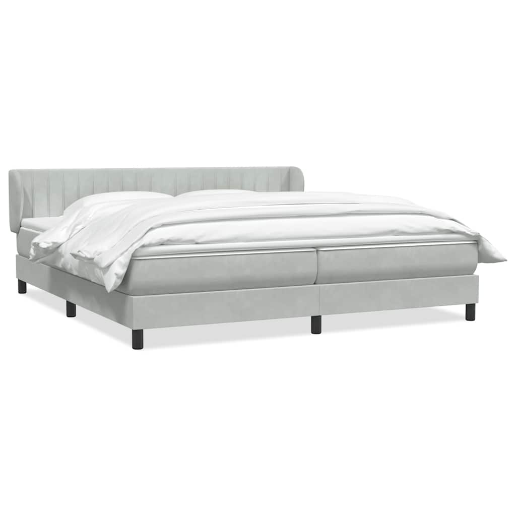 Box Spring κρεβάτι με στρώματα ανοιχτό γκρι 200x210cm Βελούδινο - Pakobazaar