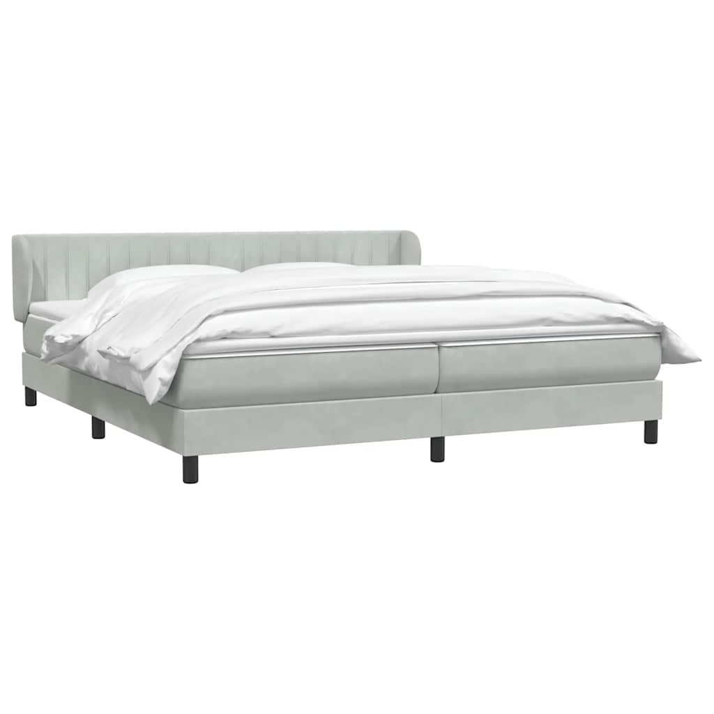 Box Spring κρεβάτι με στρώματα ανοιχτό γκρι 200x210cm Βελούδινο - Pakobazaar