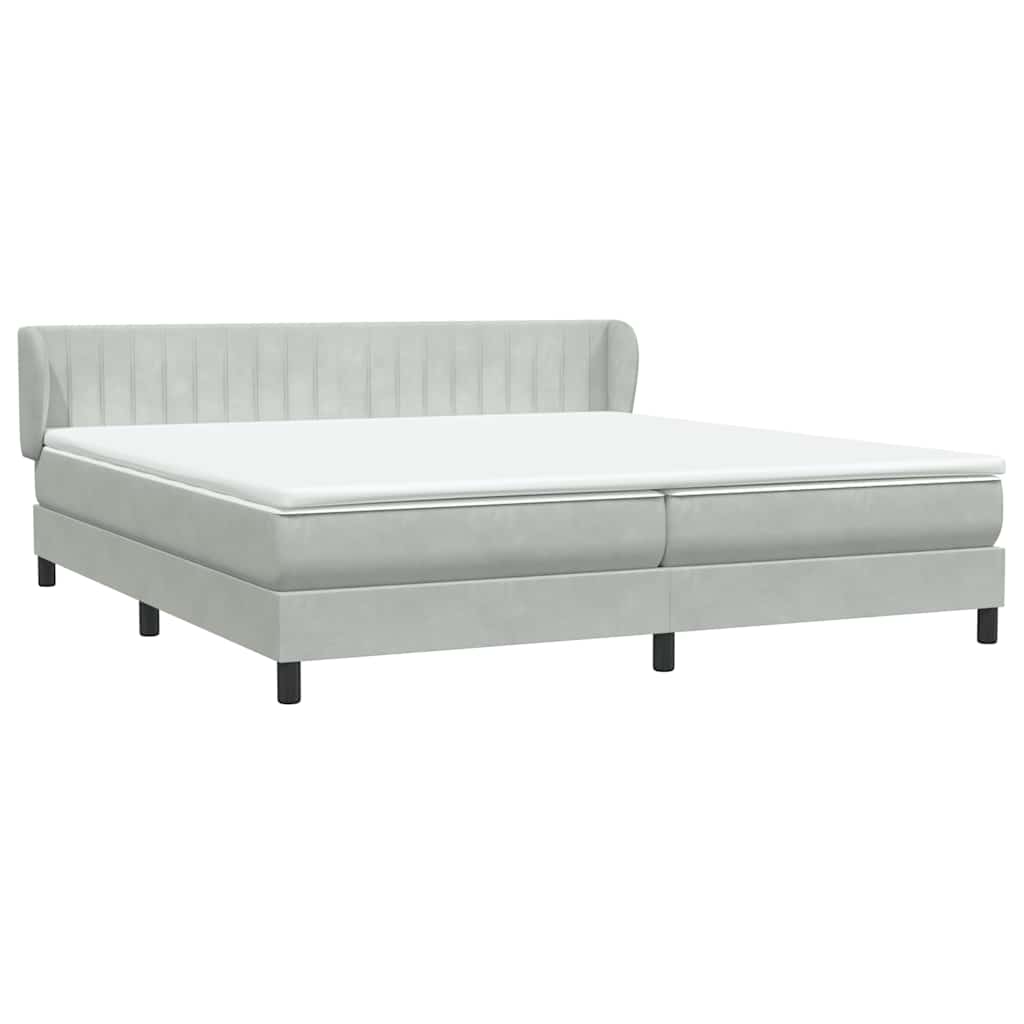 Box Spring κρεβάτι με στρώματα ανοιχτό γκρι 200x210cm Βελούδινο - Pakobazaar