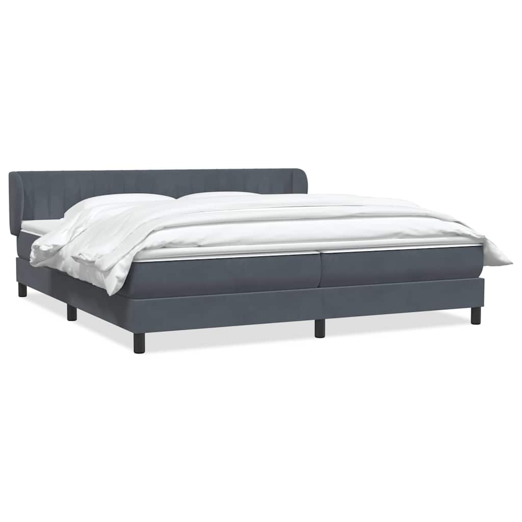 Box Spring Κρεβάτι με στρώματα Σκούρο γκρι 200x210 cm Βελούδινο - Pakobazaar