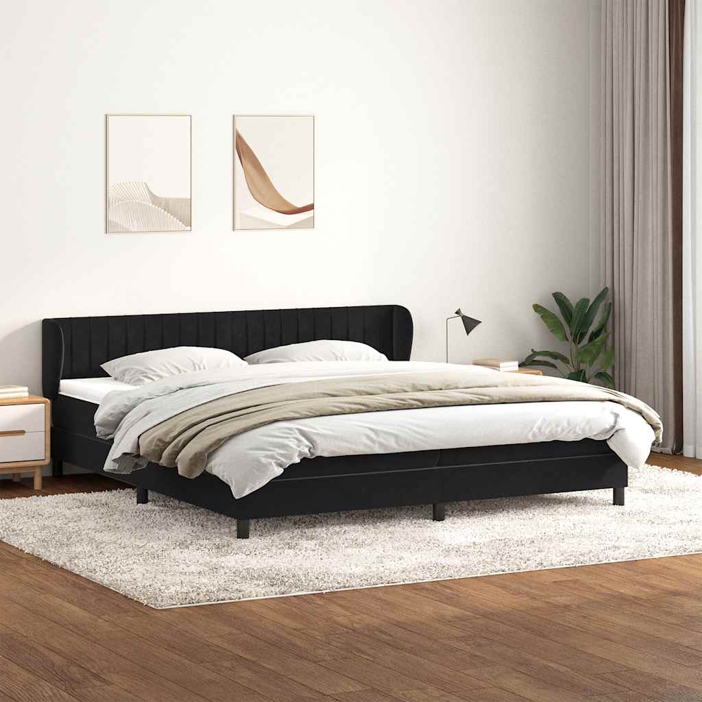Box Spring Κρεβάτι με στρώματα Μαύρο 200x210 cm Βελούδινο - Pakobazaar