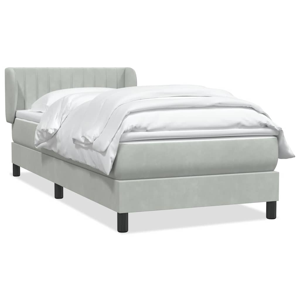 Box Spring κρεβάτι με στρώμα ανοιχτό γκρι 80x220 cm Βελούδινο