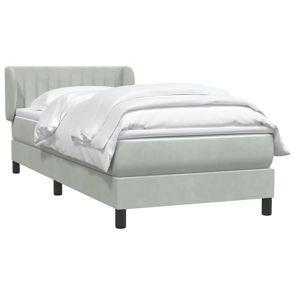 Box Spring κρεβάτι με στρώμα ανοιχτό γκρι 80x220 cm Βελούδινο