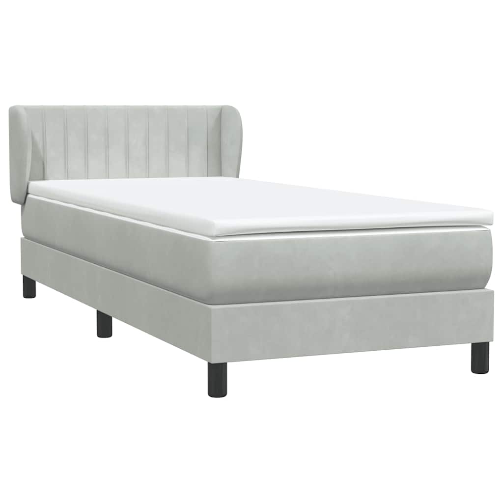 Box Spring κρεβάτι με στρώμα ανοιχτό γκρι 80x220 cm Βελούδινο