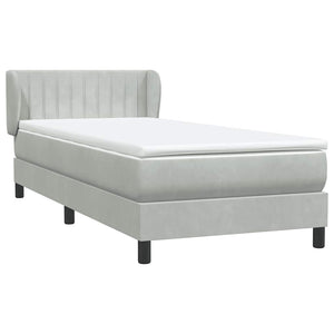 Box Spring κρεβάτι με στρώμα ανοιχτό γκρι 80x220 cm Βελούδινο
