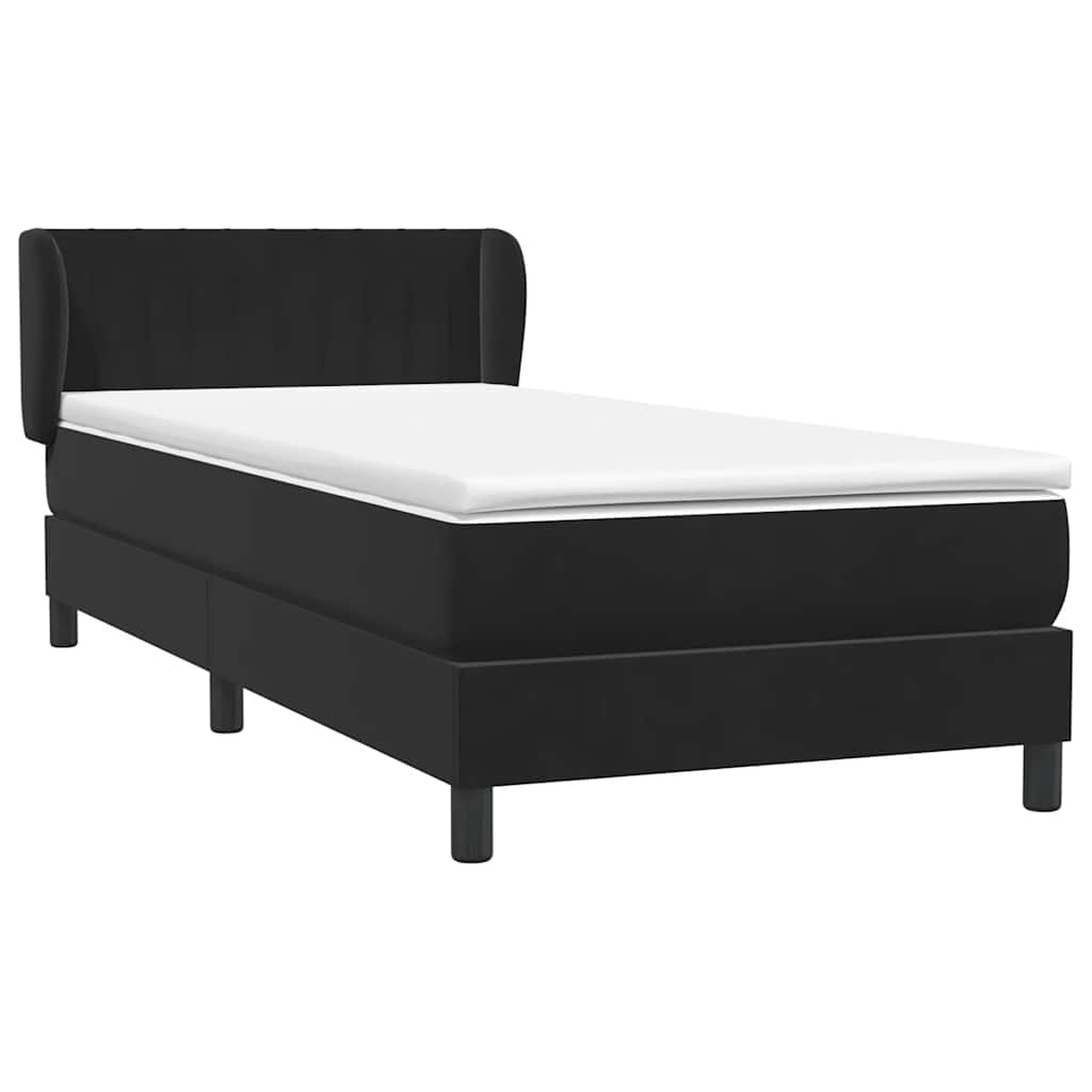 Κρεβάτι Boxspring με Στρώμα Μαύρο 80x220 εκ. Βελούδινο