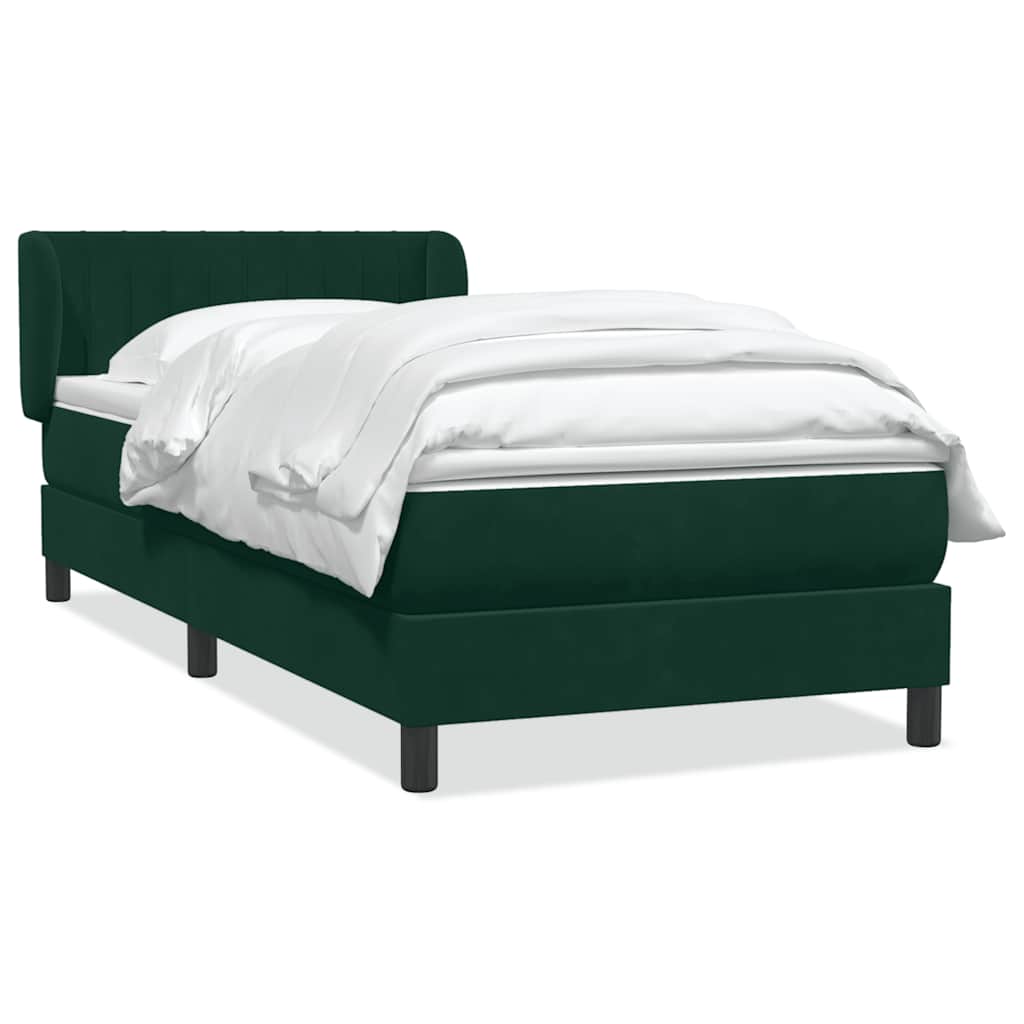 Box Spring κρεβάτι με στρώμα σκούρο πράσινο 80x220εκ. Βελούδινο - Pakobazaar