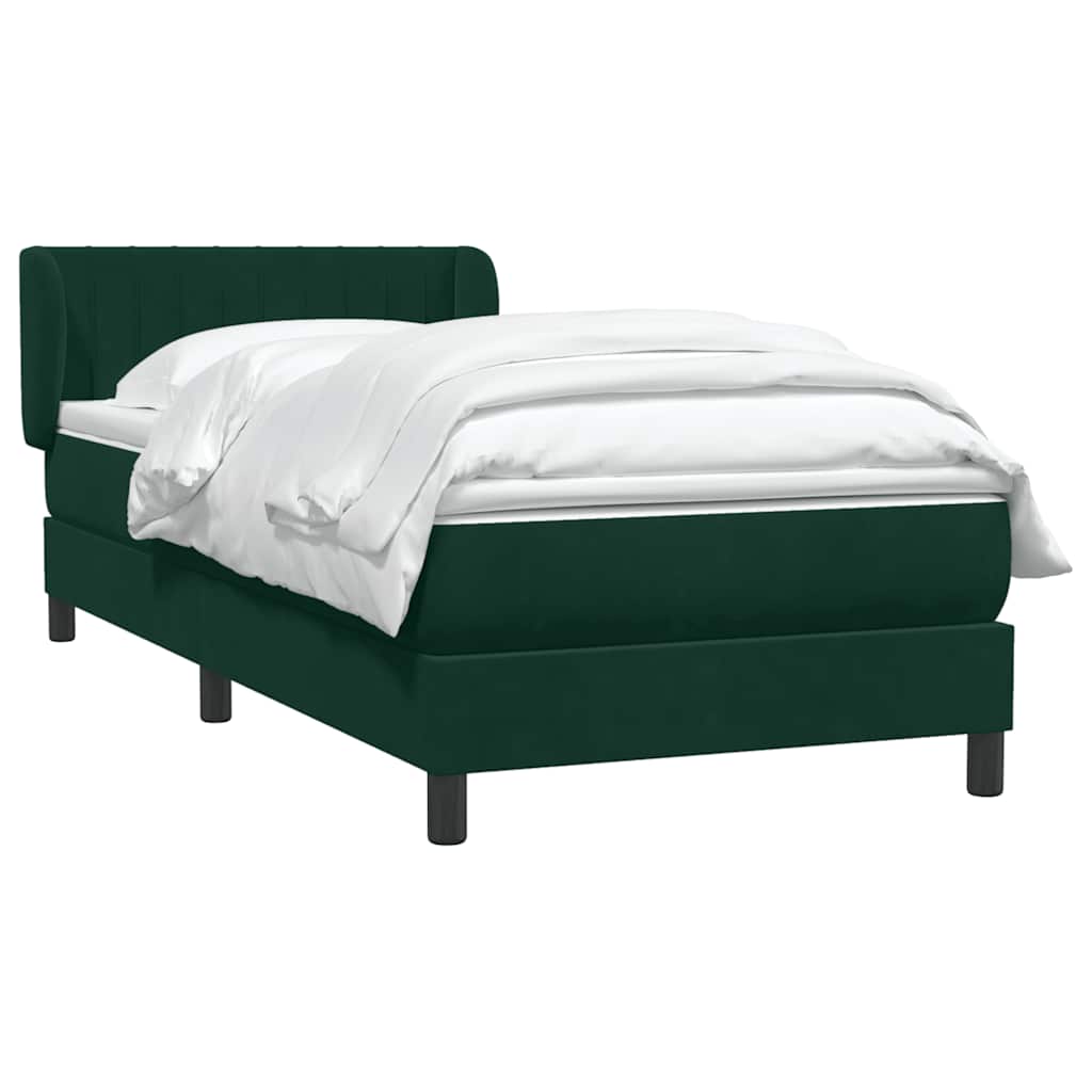 Box Spring κρεβάτι με στρώμα σκούρο πράσινο 80x220εκ. Βελούδινο - Pakobazaar