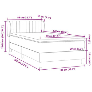 Κρεβάτι Boxspring με Στρώμα Ροζ 80x220 εκ. Βελούδινο